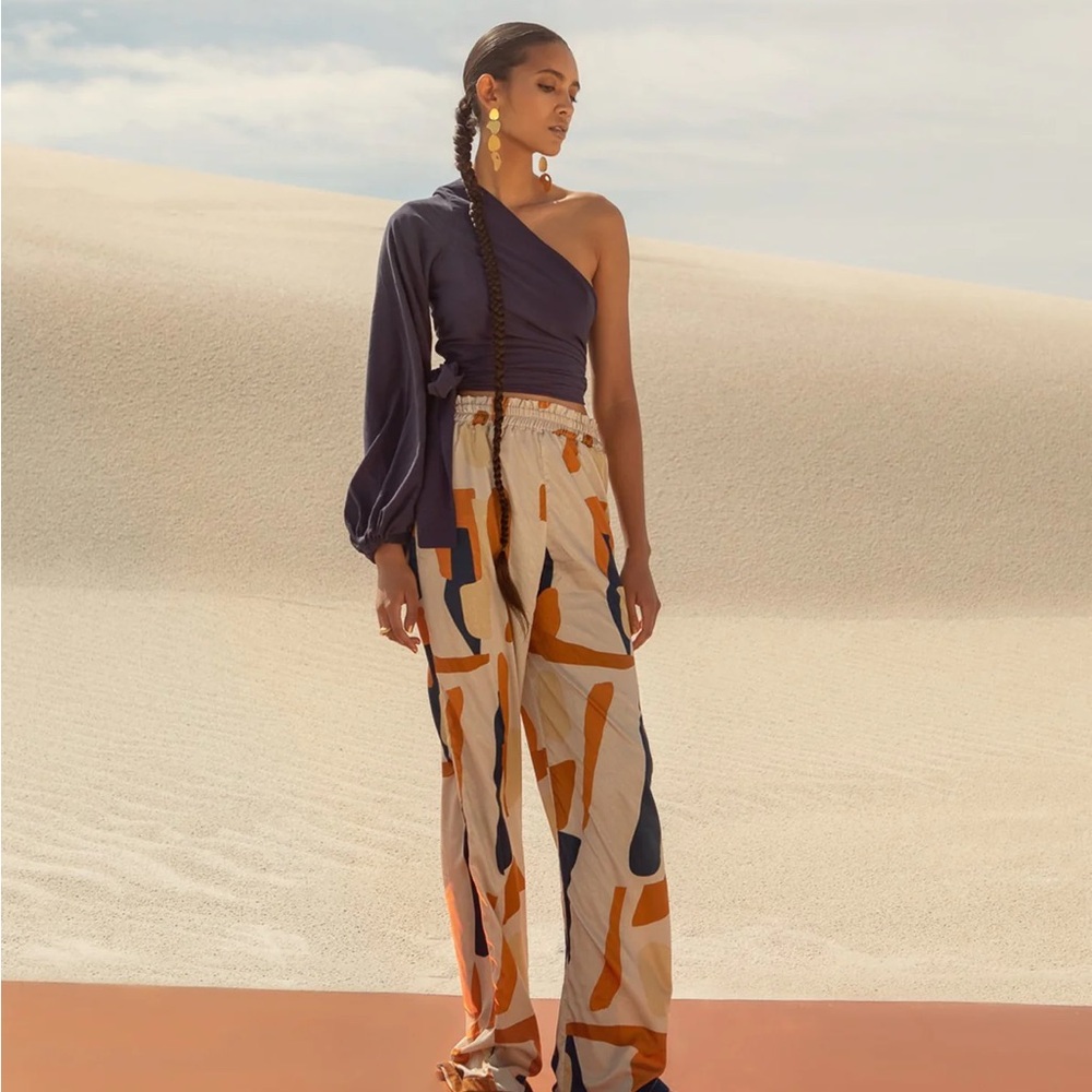 Diarrablu - Leer Palazzo Pants - Tilo Cream